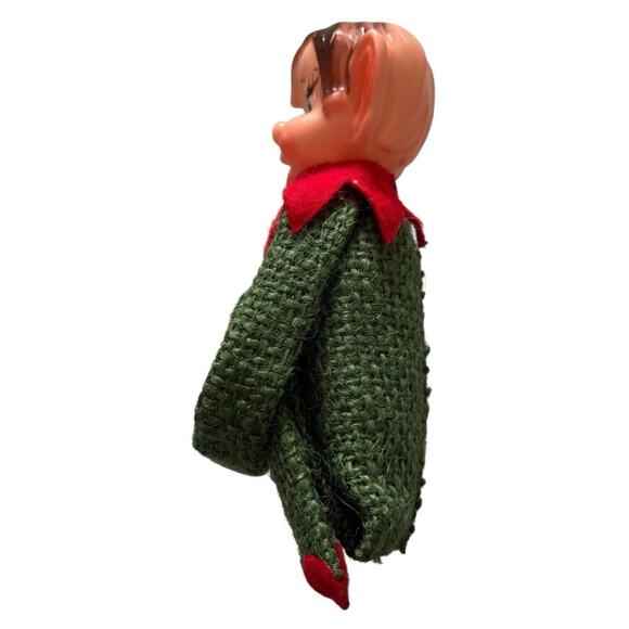 Herman Pecker Christmas Elf Knee Hugger Green Jumpsuit Straw Filled Shelf Sitter - Picture 4 of 9